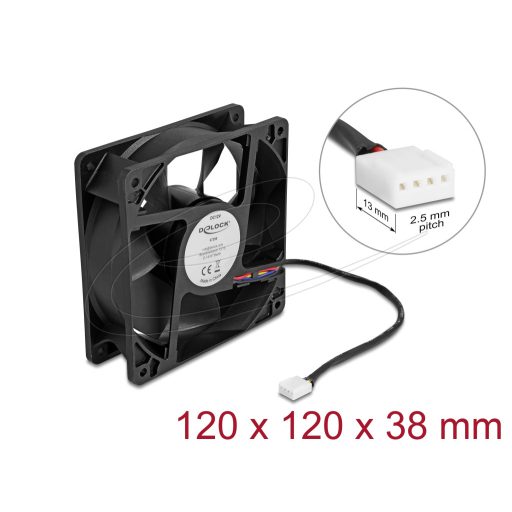 Delock Axiális ventilátor 12 V DC, 120 x 120 x 38 mm fekete (67298)