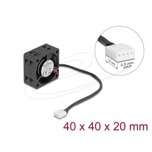 Delock Axiális ventilátor 24 V DC, 40 x 40 x 20 mm fekete (67299)