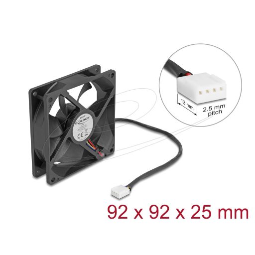 Delock Axiális ventilátor 24 V DC, 92 x 92 x 25 mm fekete (67302)