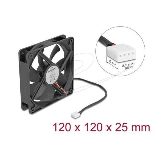 Delock Axiális ventilátor 24 V DC, 120 x 120 x 25 mm fekete (67303)