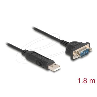   Delock RS-232 USB Adapter USB 2.0 - D-Sub 9 apa csavarokkal kompakt soros csatlakoztató házzal 1,8 m (67321)