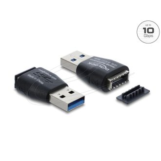   Delock Adapter USB 10 Gbps A-típusú csatlakozó   USB 10 Gbps E-típusú A kulcs csatlakozó (67339)