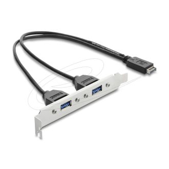  Delock USB E típusú A kulcsos dugós csatlakozó   2 x USB 5 Gbps A-típusú aljzat, rekeszrögzítéses csatlakozókábel, 35,5 cm (67345)