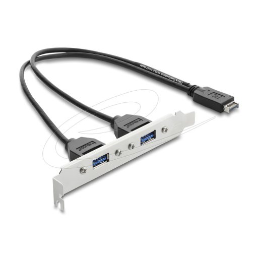 Delock USB E típusú A kulcsos dugós csatlakozó   2 x USB 5 Gbps A-típusú aljzat, rekeszrögzítéses csatlakozókábel, 35,5 cm (67345)