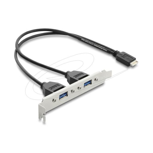Delock USB E típusú B kulcsos dugós csatlakozó   2 x USB 5 Gbps A-típusú aljzat, rekeszrögzítéses csatlakozókábel, 35,5 cm (67346)