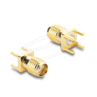   Delock SMA aljzat egyenes nyomtatott áramköri lapon, menethossz 5 mm (67411)