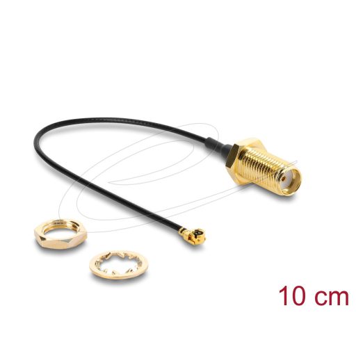 Delock Antenna kábel SMA anya válaszfali csatlakozóval apa I-PEX Inc., MHF  I -dugó 1.13 10 cm menethossz 10 mm (67413)