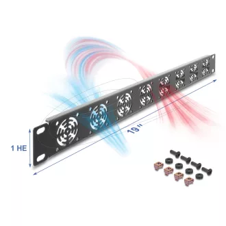   Delock 19  állvány takaró 8 ventilátor számára 40 x 40 mm méretű 1U sötétszürke (67414)