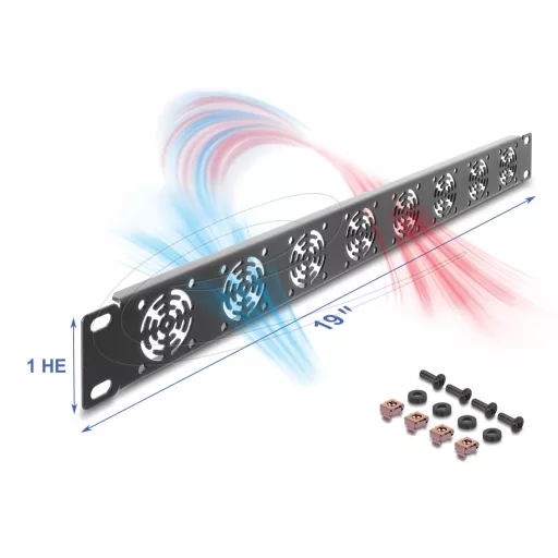 Delock 19  állvány takaró 8 ventilátor számára 40 x 40 mm méretű 1U sötétszürke (67414)