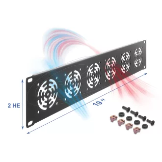   Delock 19  állvány takaró 6 ventilátor számára 60 x 60 mm méretű 2U sötétszürke (67415)