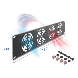   Delock 19  állvány takaró 4 ventilátor számára 80 x 80 mm méretű 2U sötétszürke (67416)