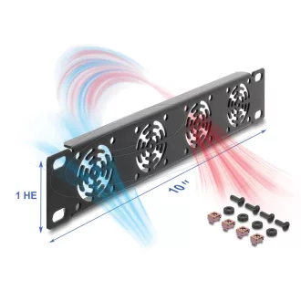   Delock 10  állvány takaró 4 ventilátor számára 40 x 40 mm méretű 1U sötétszürke (67430)