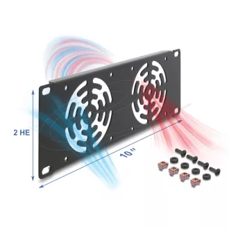   Delock 10  állvány takaró 2 ventilátor számára 80 x 80 mm méretű 2U sötétszürke (67432)