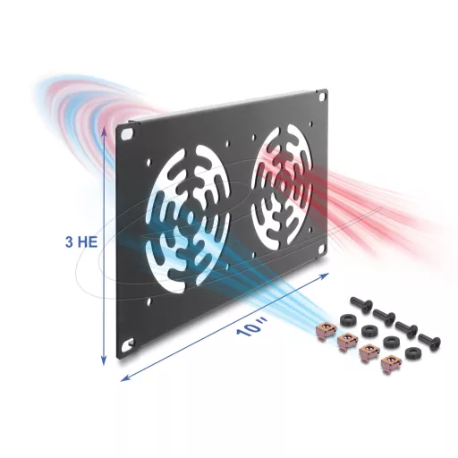 Delock 10  állvány takaró 3 ventilátor számára 92 x 92 mm méretű 3U sötétszürke (67433)
