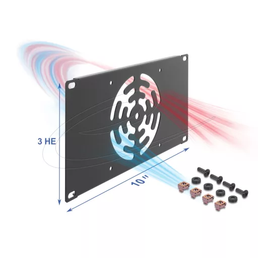 Delock 10  állvány takaró 1 ventilátor számára 120 x 120 mm méretű 3U sötétszürke (67434)