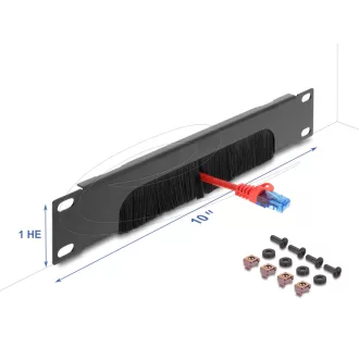   Delock 10  alul nyitott kábelrendező fésűcsík 1U sötétszürke (67463)