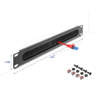   Delock 12 , fekete, 1U-s kábelrendező sötétszürke (67465)