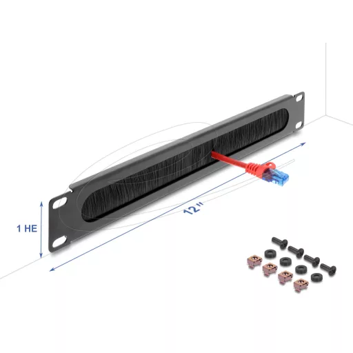 Delock 12 , fekete, 1U-s kábelrendező sötétszürke (67465)
