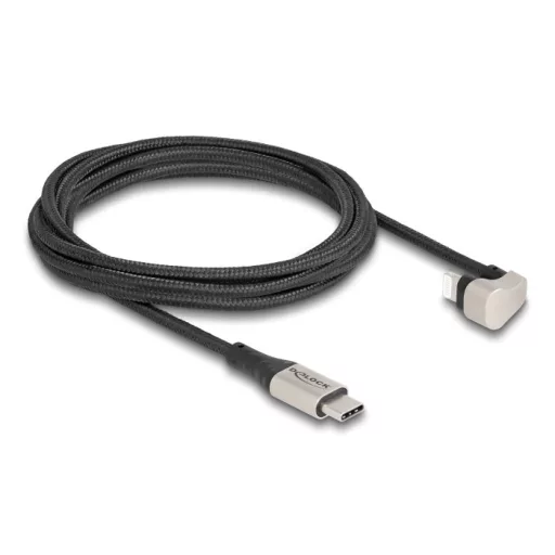 Delock Adat- és töltőkábel USB Type-C  - Lightning  iPhone  és iPad  180 -ban hajlított 2 m Mfi (80026)