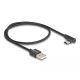 Delock USB 2.0 kábel A-típusú csatlakozódugó - USB Type-C  csatlakozódugó, ívelt, 0,5 m, fekete (80029)