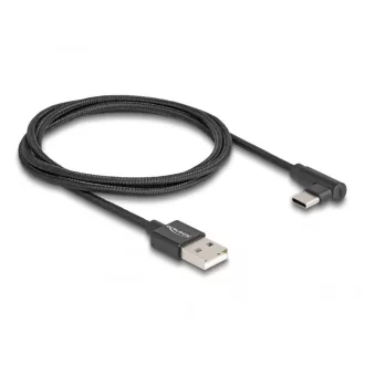   Delock USB 2.0 kábel A-típusú csatlakozódugó - USB Type-C  csatlakozódugó, ívelt, 1 m, fekete (80030)