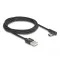 Delock USB 2.0 kábel A-típusú csatlakozódugó - USB Type-C  csatlakozódugó, ívelt, 2 m, fekete (80031)