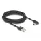 Delock USB 2.0 kábel A-típusú csatlakozódugó - USB Type-C  csatlakozódugó, ívelt, 3 m, fekete (80033)