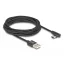 Delock USB 2.0 kábel A-típusú csatlakozódugó - USB Type-C  csatlakozódugó, ívelt, 3 m, fekete (80033)