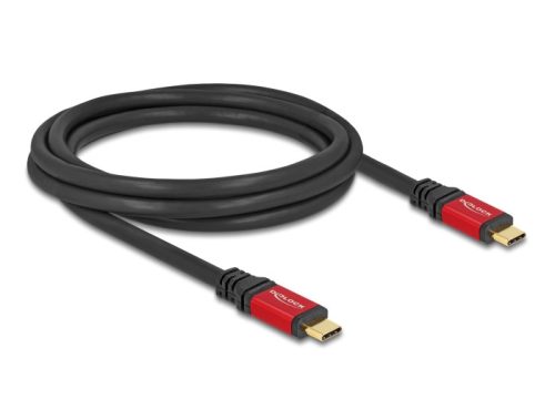 Delock USB 2.0 kábel USB Type-C  apa - apa PD 3.1 240 W E-Marker 2 m piros fém