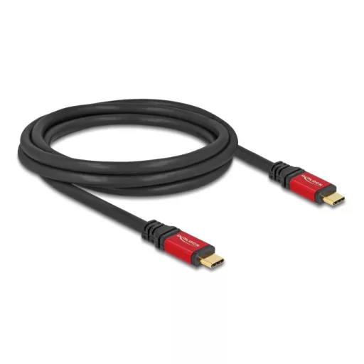 Delock USB 5 Gbps kábel USB Type-C  apa - apa PD 3.0 100 W E-Marker 2 m piros fém (80091)