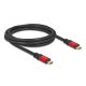 Delock USB 5 Gbps kábel USB Type-C  apa - apa PD 3.0 100 W E-Marker 2 m piros fém