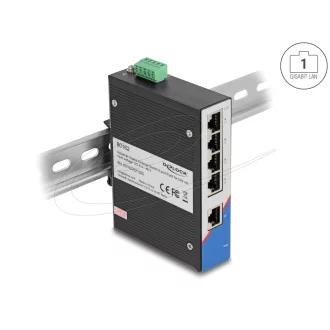   Delock Ipari Gigabit Ethernet Elosztó 5 port RJ45 DIN sínhez (80162)
