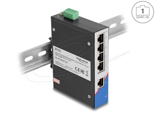 Delock Ipari Gigabit Ethernet Elosztó 5 port RJ45 DIN sínhez