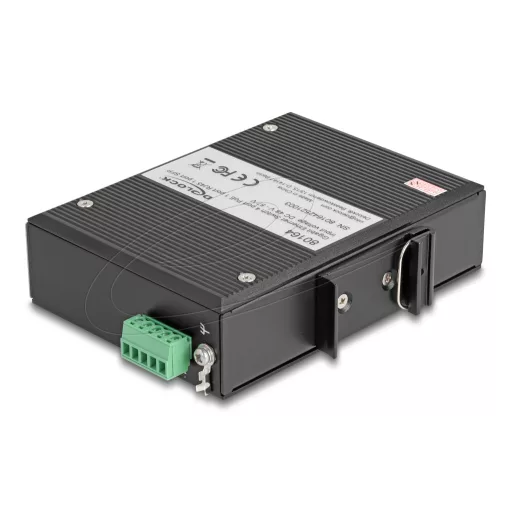 Delock Ipari Gigabit Ethernet Elosztó 4 port PoE 1 port RJ45 1 port SFP DIN sínhez (80164)