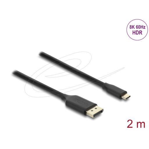 Delock USB Type-C  - DisplayPort kábel (DP Alt Mode) 8K 60 Hz-hez HDR funkcióval 2 m fekete (80165)