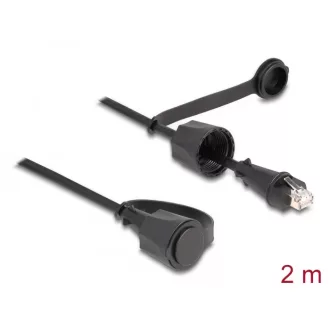   Delock hálózati kábel RJ45 csatlakozó RJ45 dugóhoz Cat.6 STP védőkupakkal kültéri IP68 por- és vízálló fekete 2 m (80167)