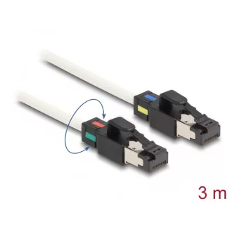   Delock Hálózati kábel RJ45 apa - apa Cat.6A S/FTP változtatható színű csatlakozókkal 3 m fehér (80171)