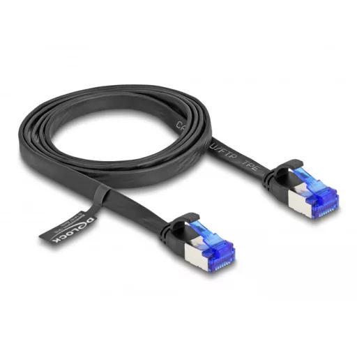 Delock RJ45 lapos patch kábel apa - apa Cat.6A flexibilis 1 m fekete (80175)