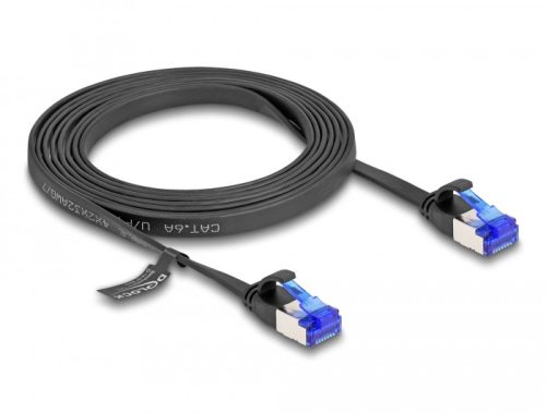 Delock RJ45 lapos patch kábel apa - apa Cat.6A flexibilis 2 m fekete (80176)