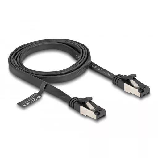 Delock RJ45 lapos patch kábel apa - apa Cat.8.1 flexibilis 1 m fekete (80179)