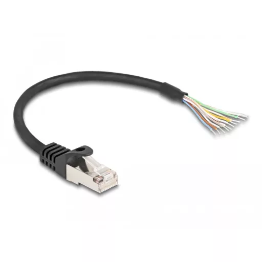Delock RJ50 kábel apa - nyílt vezetékvégek S/FTP 0,25 m fekete (80203)