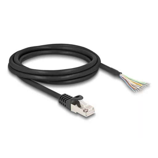 Delock RJ50 kábel apa - nyílt vezetékvégek S/FTP 2 m fekete (80206)