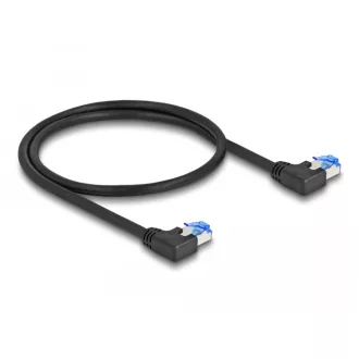   Delock RJ45 hálózati kábel Cat.6A S/FTP balra hajló 0,5 m fekete (80209)