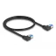 Delock RJ45 hálózati kábel Cat.6A S/FTP balra hajló 0,5 m fekete (80209)