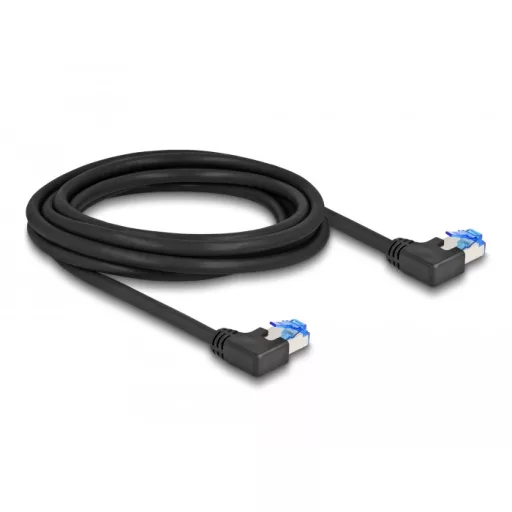 Delock RJ45 hálózati kábel Cat.6A S/FTP balra hajló 3 m fekete (80212)