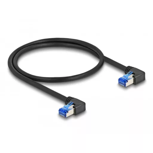 Delock RJ45 hálózati kábel Cat.6A S/FTP jobbra hajló 0,5 m fekete (80213)