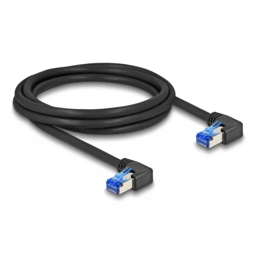 Delock RJ45 hálózati kábel Cat.6A S/FTP jobbra hajló 2 m fekete (80215)