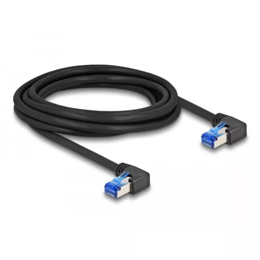 Delock RJ45 hálózati kábel Cat.6A S/FTP jobbra hajló 3 m fekete (80216)