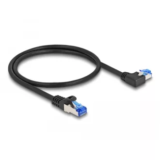   Delock RJ45 hálózati kábel Cat.6A S/FTP egyenes / balra hajló 0,5 m fekete (80217)