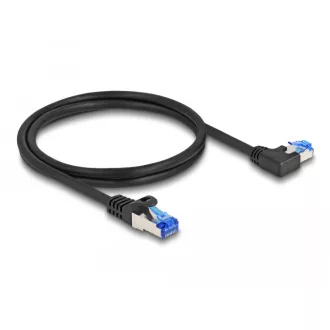   Delock RJ45 hálózati kábel Cat.6A S/FTP egyenes / balra hajló 1 m fekete (80218)
